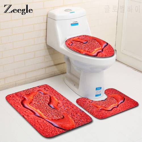 Zeegle 3Pcs Bath Mat 3Pcs Bathroom Carpet Toilet Rug Abdsorbent Bathroom Floor Mats Shower Room Foot Mat Bath Rug