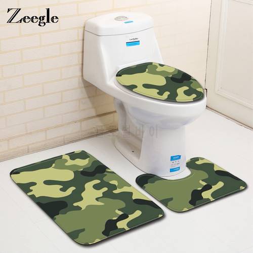 Zeegle Camouflage Pattern Bath Mat Non-slip Bathroom Carpet Absorbent Floor Mat Toilet Rug Home Decor Bath Rugs