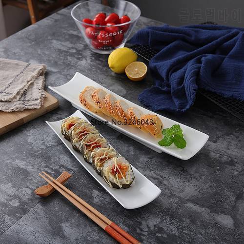 Creative rectangular plate Japanese style sushi plate 11 inch 13 inch Household dish, western dish, ceramic plate serving tray