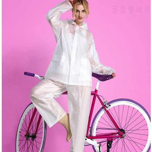 Transparent Raincoat Women Rain Pants Motorcycle White Electric Bicycle Adult Ride Set Rain Coat Thickening Poncho Women R5C062