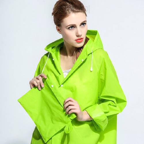 New Eco-friendly Waterproof Green Jelly EVA Transparent Windbreaker Men And Women Raincoat With Hood Outdoor Rainwear Poncho