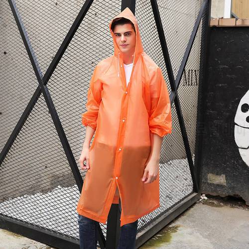Waterproof Jacket Clear PVC Raincoat Rain Coat Hooded Poncho Rainwear Unisex