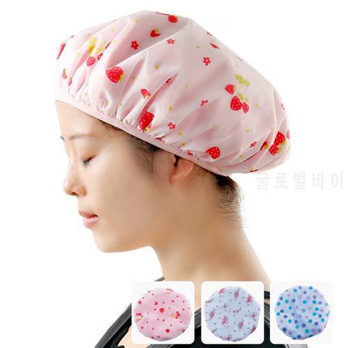 New Women Waterproof Shower Cap Elastic Shower Caps Double Hat Hair Bath Spa Salon Shower Caps 3 piece suit