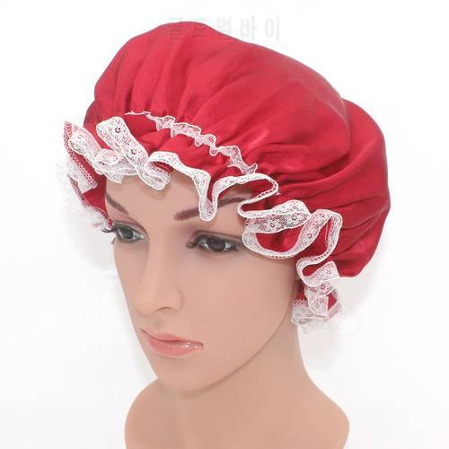Women 100% Pure Silk Sleep Hats Wrap Night Cap Hair Care Bonnet Flesh Pink Black shower cap