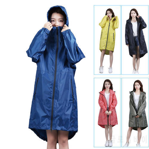 High quality fashion Women Ladies men waterproof Rain Coat Breathable Long Raincoats Portable hooded Raincoat with zipper
