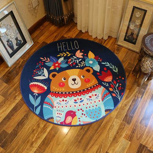 Cute Animal Round Carpets For Living Room Computer Chair Area Rug Anti-slip Floor Mat Doormat Bedroom Rugs And Carpets Bath Mats