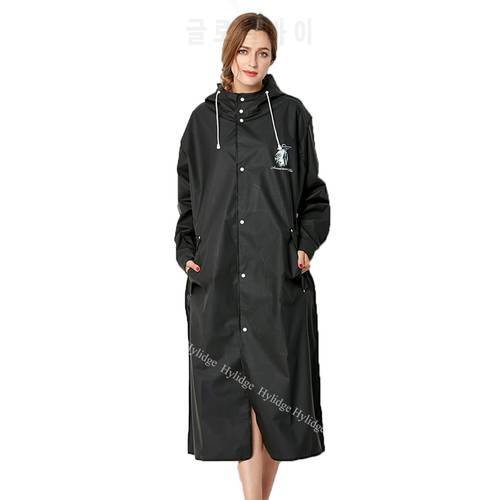 Hooded Women Raincoat Black Waterproof Rain Classic Poncho Outdoor Adults Bicycle Rainwear Impermeable Windbreaker Jacket 60YY35