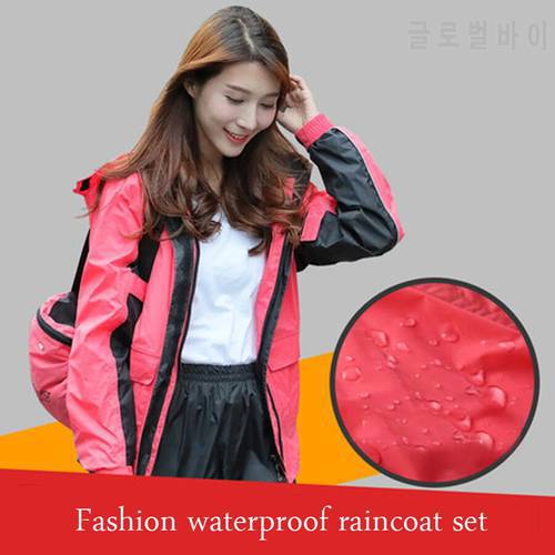 Women Jacket Travel Raincoat Suit Waterproof Rain Fashion Hiking Hooded Womens Raincoat Ladies Capa De Chuva Sets Rainwear YY303