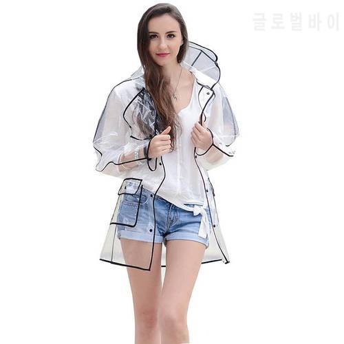 Plastic Transparent Raincoat Rain Poncho Rainwear Hooded Womens Raincoat Outdoor Touring Woman Female Rain Coat Pockets 60YY165