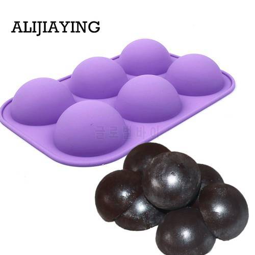 M0015 DIY 6 Holes 3D Half Ball Sphere Silicone Cake Mold ice Soap Mold For Chocolate muffin cake decorating tools