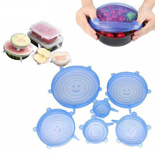 6 pcs Silicone caps for food Universal Silicone Stretch Lids and Bowl Covers Keeping Food Fresh Pot Dish Kitchen Accessories