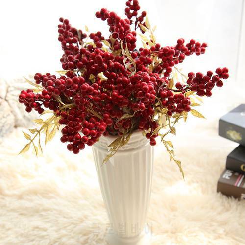 Red Berry Artificial Flower Fake berries Christmas Flower DIY Home Christmas Decoration New Year&39s decor Artificial Berry