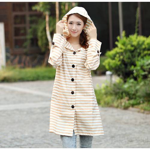 Good quality 100% waterproof foldable long polyester pvc rain coat raincoat hooded fashion women clothing