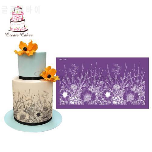 Everything Grows Cake Stencil Flower Lace Mesh Stencils For Wedding Cake Border Stencils Fondant Mould Cake Decorating Tools