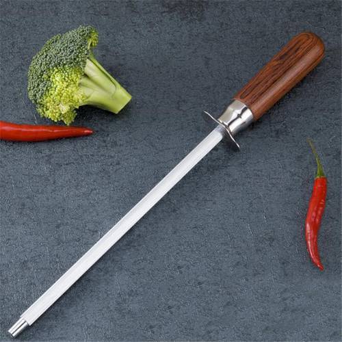 Knife Sharpener Stainless Steel Kitchen Tools Home Use Knife Sharpening Stick Wood-satin Handle Sharpener Knife Accessories