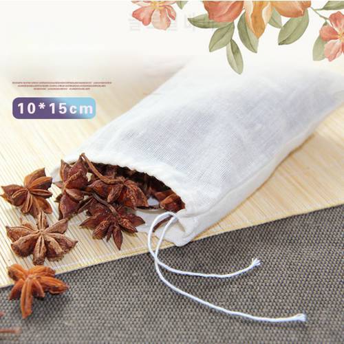 10pcs/lot Large Teabags Cotton Muslin Drawstring Reusable Tea bags for Soap Herbs Tea 10*15CM