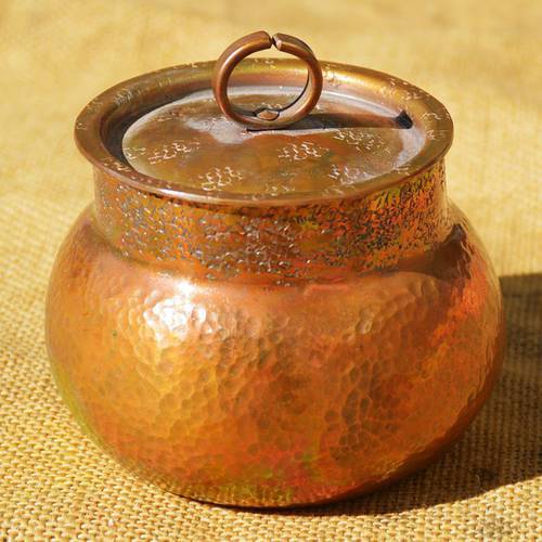Pure Copper Stew Pot with Lid Thick Handmade Tea Cans Container Antique