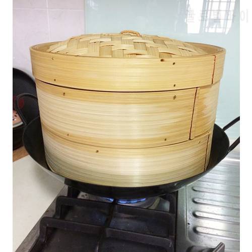 Chinese commercial food bamboo steamer large bambinos steamer household buns mandoo leaf rice cage cover lid cookware 40cm 45cm