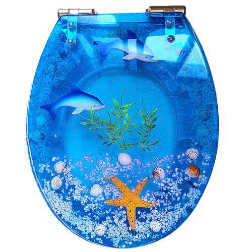 Ocean Pattern Resin Toilet Seat Slow-close No Noise Toilet Seat Cover For Household Hotel Toilet Seat Accessories