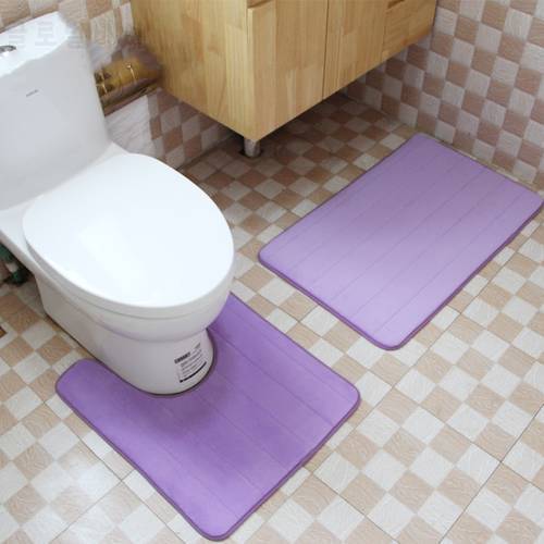 Thicken Sponge Toilet Rugs Bathroom Bath Mat Set Stripes Water Absorption Toilet Floor Carpets Shower Room Rugs 50*60 50*80cm