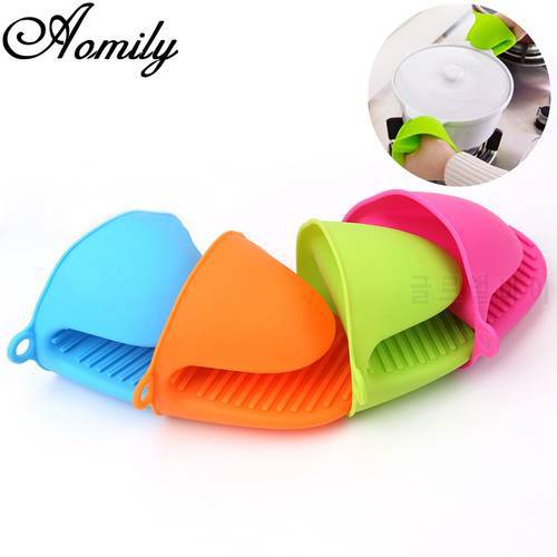 Aomily 1Pc Silicone Heat Resistant Gloves Clips Insulation Non Stick Anti-slip Pot Bowel Holder Clip Cooking Baking Oven Mitts