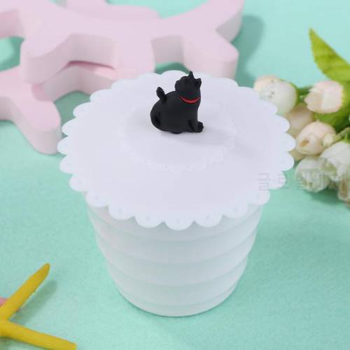 Driking Cup Lid Silicone Cup Cover Dustproof Leakproof Tea Coffee Sealed Lids Cap Reusable Seal Suction Cup Cap Cute Cat