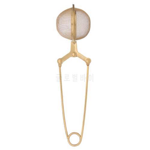 Gold Tea Infuser Stainless Steel Sphere Mesh Tea Strainer Coffee Herb Spice Filter Diffuser Handle Tea Ball Filter Diffuser New