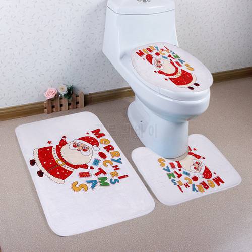 3pcs/set Toilet Seat Cover Christmas Bath Mat Toilet Mat Anti Slip Tapa Wc Inodoro Copri Water Christmas Bathroom Accessories