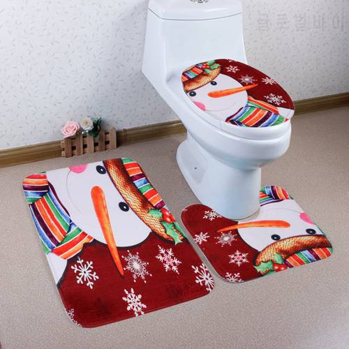 Christmas Bath Mat WC Toilet Seat Cover Toilet Mat Toilet Seat Warmer Tapas Wc Mat Decoration Cuvette Christmas Bathroom Commode