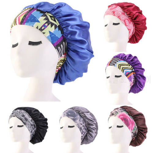 Waterproof Hair Satin Bonnet For Sleeping Shower Cap Silk Bonnet Bonnet Femme Women Cap Head Cover Wide Elastic Band