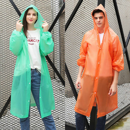 NEW Men Women Unisex Transparent Waterproof Jacket EVA Hooded Adult Raincoat Plastic Reusable Rain Coat Poncho Rainwear