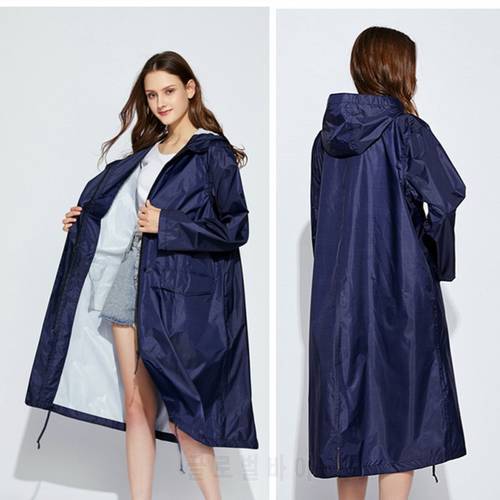 Long Raincoat Women Men Waterproof Windproof Hooded Hiking Rain Coat Ponchos Jacket Cloak Raingear Chubasqueros Mujer Size 2XL L