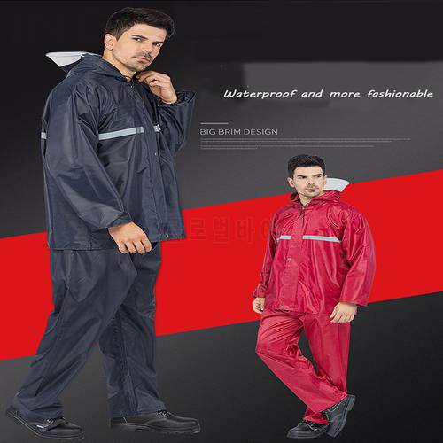 Raincoat rain pants set Impermeable durable Raincoat Reflective strip design Adult Jacket Pants Set motorbike Waterproof Rainwea