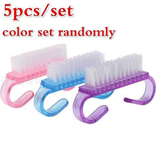 5 Pcs/set Color Random Hot Sales Nail Cleaning Clean Brush Tool File Manicure Pedicure Soft Remove