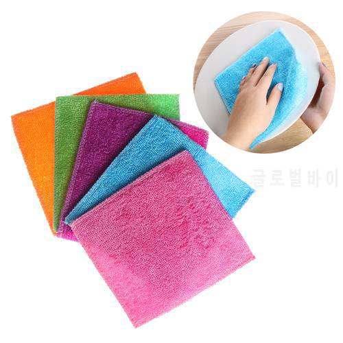 Hot High Efficient Anti-grease Dish Cloth Bamboo Fiber Washing Towel Kitchen Household Scouring Wiping Pad Magic Cleaning Rags