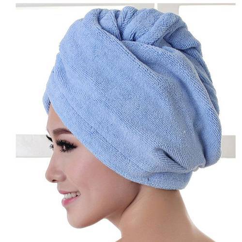 Colorful Microfiber Hair Wrap Quick Dry Hair Towel With Button Bathroom Makeup Cap Accessories 50*19Cm