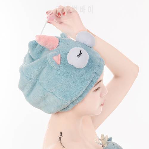 New Cute Bath Towel Dry Hair Hat Shower Cap Strong Absorbent Quick-drying Long-Velvet Ultra-Soft Lady Dry Hair Protection soft