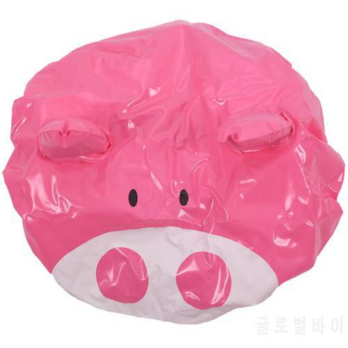 Quality Novelty Design Animal Waterproof Shower Cap Bath Dry Hair Cover Protector Hat Pink