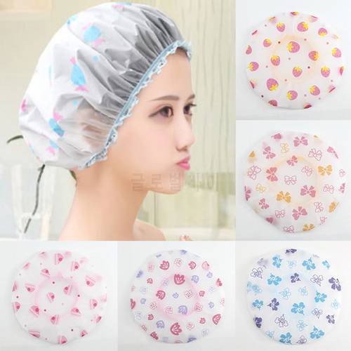 Shower Cap Thicken Elastic Bath Hat Bathing Cap for Women Hair Salon Dot Waterproof Bathroom Products Bathroom Accessories
