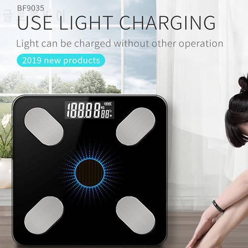 Solar Charging APP Bluetooth Intelligent Electronic Weight Balance Body Fat Scale Support for Android or IOS