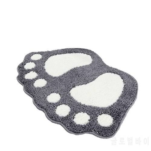 Official Cute Footprints big feet Bathroom carpet Flocking Water Absorption Door Mats Pad