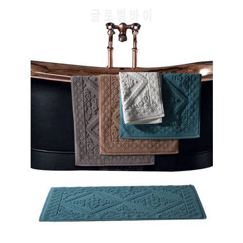 1pc Hotel Cotton Bath Mat Luxury Home Bath Rug Jacquard Towel Rug Thick Anti-slip Doormat Super Absorbent Bathroom Tub Mats
