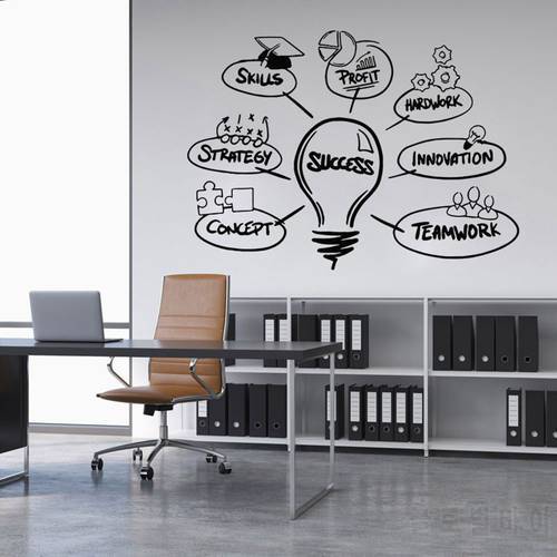 Hot Word Success Office Art Vinyl Wall Sticker For Office Wall Decoration Removable Stickers Murals Quotes Decal Wallpaper