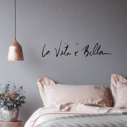 NEW Italian Byword Wall Stickers Vintage LIFE IS SO BEAUTIFUL Stickers For Livingroom Studio Cosmetic Mirror Home Wall Decor