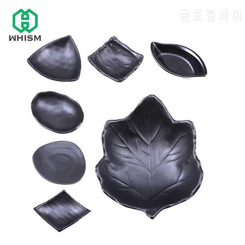 WHISM Creative Black Melamine Japanese Sushi Soy Sauces Dishes Condiment Butter Dish Tableware Snack Saucer Plate Serving Tray