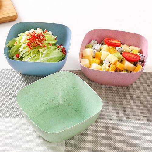 Kitchen Square Wheat Straw Bowl Soup Salad Bowl Eco-friendly Snack Dried Fruit Bowl Dish Plate Holder Bowls Kitchen Accessories