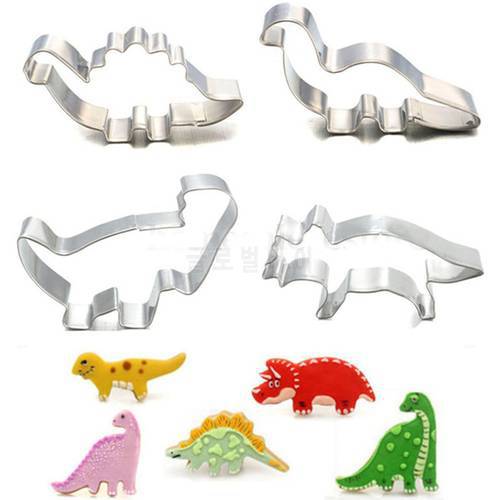 4Pcs/Set Stainless Steel Dinosaur Animal Fondant Cake Cookie Biscuit Cutter Decorating Mould Pastry Baking Tools
