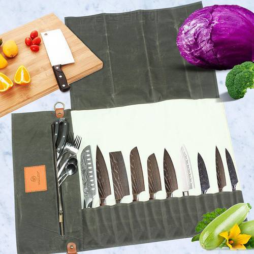 Chef Knife Bag Roll Bag Western Food Cutter Roll Bag Carry Case Bag Kitchen Cooking Portable Durable Cookware Storage Pockets 4