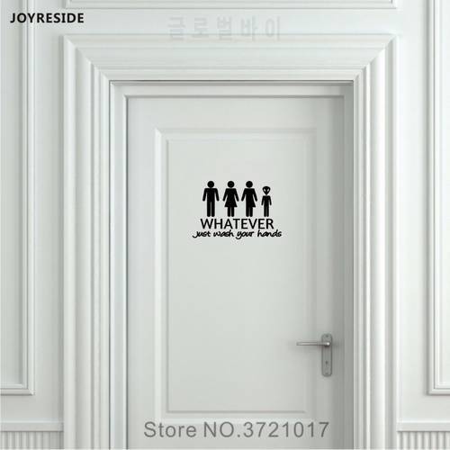 JOYRESIDE Unisex Restroom Bathroom Toilet Door Wall Decal Vinyl Sticker Decor Funny Wash Your Hands Alien Home Decoration XY082