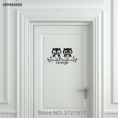JOYRESIDE Owls Pipi Lounge Unisex Restroom Bathroom Toilet Sign Door Wall Decal Vinyl Sticker Funny Decor Home Decoration XY094